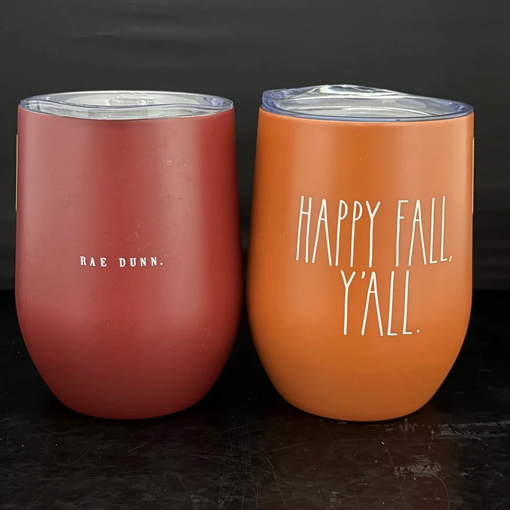 Rae Dunn Fall Wine Tumbler Set Grateful For Wine Happy Fall Yall Stainless 12oz